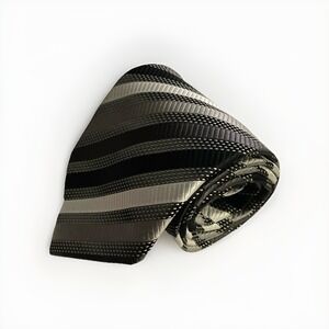 Giorgio Brutini Silk Tie Mens Grays Striped Pattern‎ Classic Luxury Poly